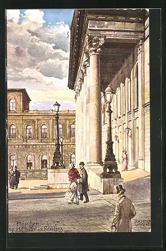 Künstler-AK Richard Wagner: Kgl. Hoftheater und Residenz