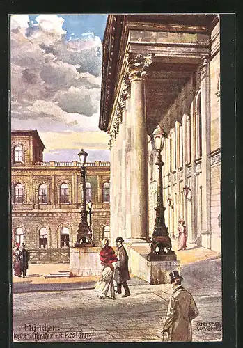 Künstler-AK Richard Wagner: Kgl. Hoftheater und Residenz