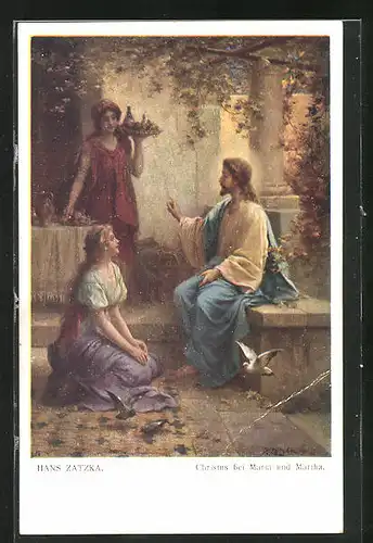 Künstler-AK Hans Zatzka: Christus bei Maria und Martha