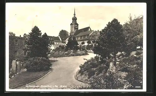 AK Hohenstein-Ernstthal i. Sa., Anlagen am Markt gegen die Kirche