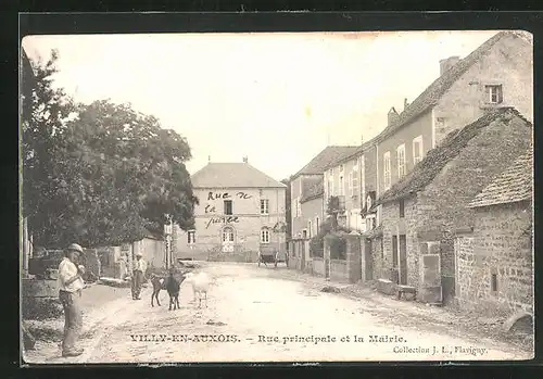 AK Villy-en-Auxois, Rue Principale et la Mairie
