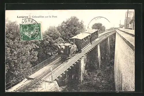 AK Langres, Cremaillere sur le Pont, Bergbahn