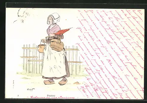 Künstler-AK sign. Morin: Poitu, Frau in Volkstracht