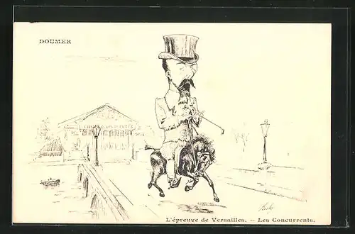 Künstler-AK sign. Risly: Doumier, L`Epreuve de Versailles, les Concurrents