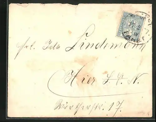 Briefumschlag mit Briefmarke Berliner Pachtfahrt Aktiengesellschaft, Stadtpost