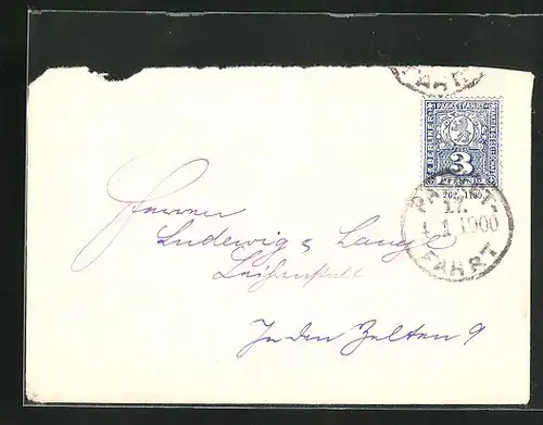 Briefumschlag der Privaten Stadtpost, adressiert an Ludewig Lange
