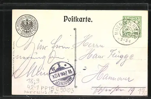 Künstler-AK München, XV. Deutsches Bundesschiessen 1906, Haupt-Portal zum Festplatz, PP15 C 90 /03