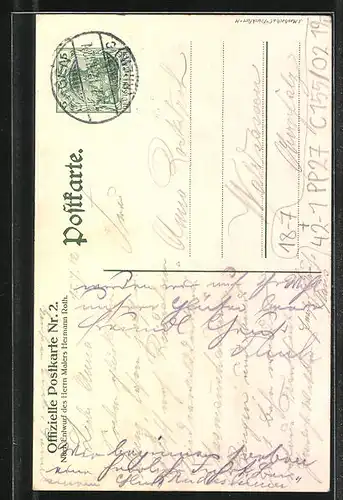 Künstler-AK Ganzsache PP27C155 /02: Frankfurt am Main, 17. deutsches Bundes-u. Goldenes Jubiläums-Schiessen 1912