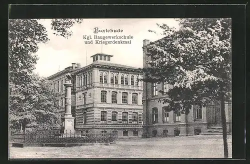 AK Buxtehude, Kgl. Baugewerkschule und Kriegerdenkmal