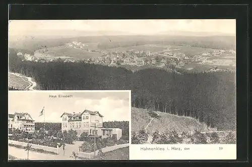 AK Hahnenklee / Harz, Hotel Haus Elisabeth, Ortspanorama mit Talblick