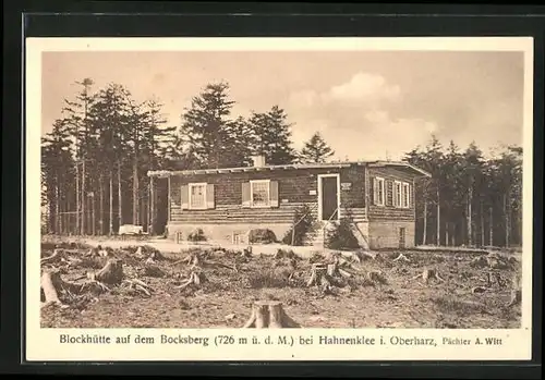 AK Hahnenklee / Oberharz, Blockhütte auf dem Bocksberg