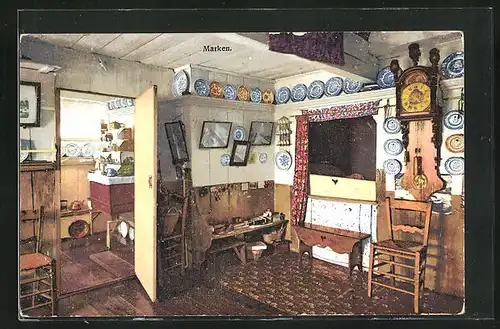 Künstler-AK Photochromie Nr. 3057: Marken, Zimmer eines Hauses