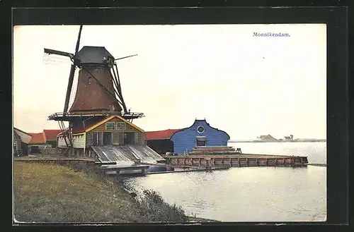 Künstler-AK Photochromie Nr. 2932: Monnikendam, Windmühle