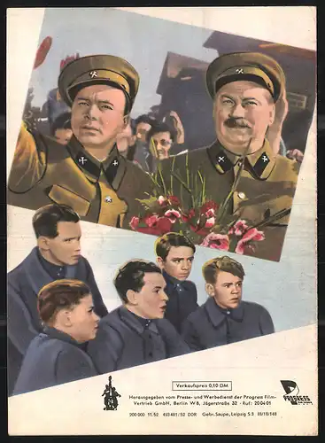 Filmprogramm PFI, Dem Leben entgegen, N. Rumjanzewa, W. Sokolow, G. Semjonow, Regie: N. Lebedew