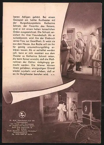 Filmprogramm PFI Nr. 89 /54, Der Komödiant von Wien, Karl Paryla, Christl Mardayn, Angelike Hauff, Regie: Karl Paryla