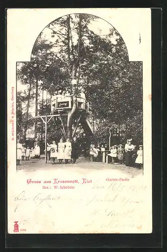 AK Kiel, Gartenpartie vom Gasthaus Krusenrott von W. Schröder