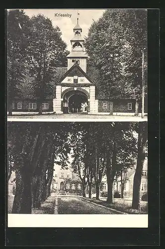AK Krieseby, Torbogen mit Turm und Uhr