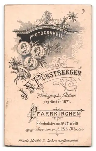 Fotografie J. N. Fürstberger, Pfarrkirchen, Bahnhofstrasse 241 & 249, Portrait junge Dame im modischen Kleid