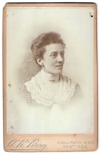Fotografie A. R. Perry, Hastings, 13, Wellington Place, Portrait junge Dame in hübscher Kleidung