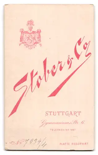 Fotografie Stober & Co., Stuttgart, Gymnasiumsstr. 6, junge Dame mit geflochtenen Haaren