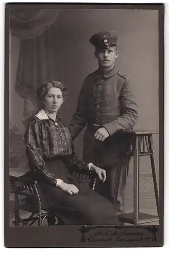 Fotografie Rob. Seidemann, Chemnitz, Freibergerstr. 22, Soldat in Feldgrau Rgt. 101 mit EK Ordenband