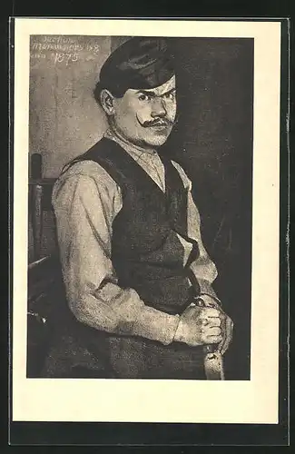 Künstler-AK Ferdinand Hodler: Schreiner in seiner Werkstatt