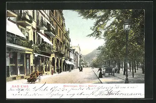 AK Bad Ems, Römerstrasse mit Blick zur Bäderlei