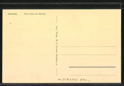 AK Lüneburg, Altes Haus in der Strasse Am Werder