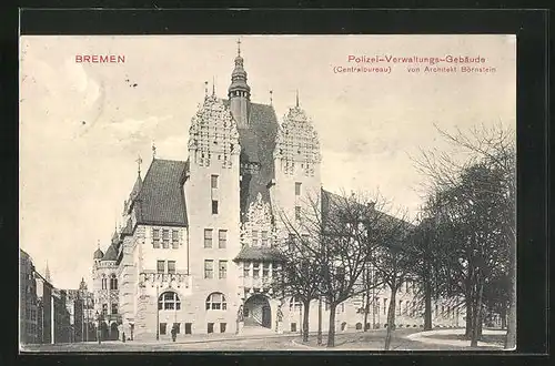 AK Bremen, Polizei-Verwaltungs-Gebäude von Architekt Börnstein