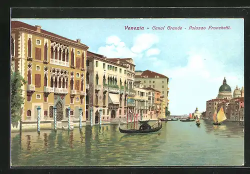 Künstler-AK Venezia, Canal Grande, Palazzo Franchetti