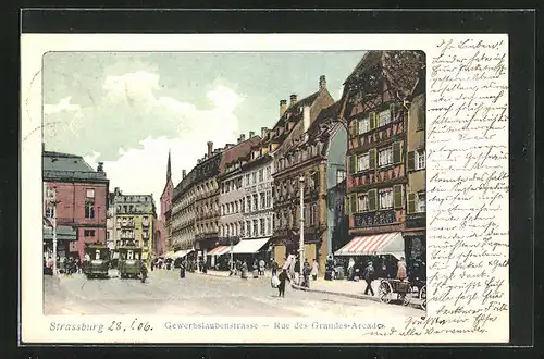 AK Strassburg, Gewerbslaubenstrasse, Rue des Grandes-Arcades
