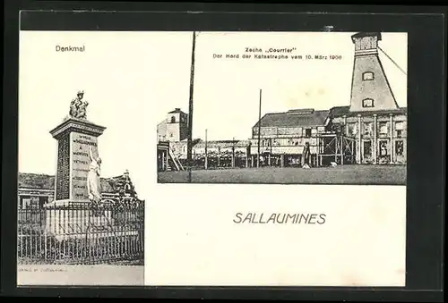 AK Sallumines, Denkmal, Zeche Courrier, Der Herd der Katastrophe vom 10. März 1906