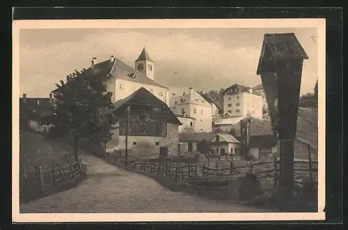 AK Lengmoos a. Ritten, Ortsansicht mit Kirchturm