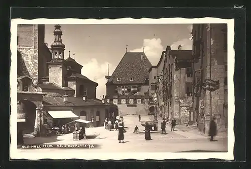 AK Hall, Blick auf den Marktplatz mit Kirche