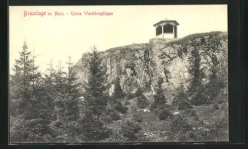 AK Braunlage /Harz, Unterstand auf der Kleinen Wurmbergklippe