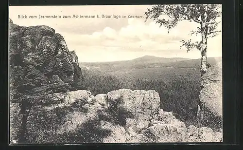 AK Braunlage, Blick vom Jermerstein zum Achtermann