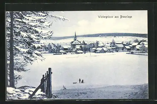 AK Braunlage, Ortsansicht im Winter