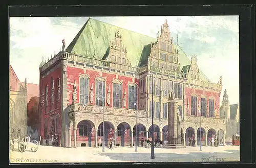 Künstler-AK Bremen, Rathaus von Gust. Fischer