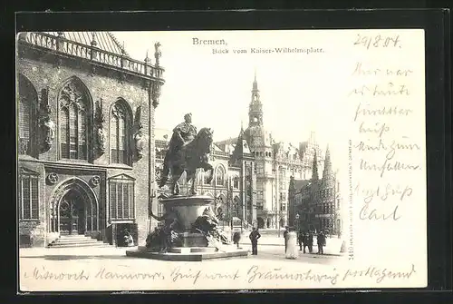 AK Bremen, Blick vom Kaiser-Wilhelmplatz auf Rathaus und Börse