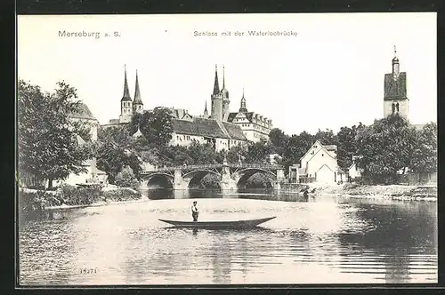 AK Merseburg /Saale, Schloss mit Waterloobrücke