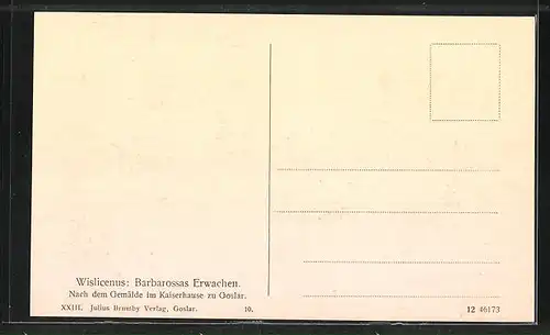 AK Goslar, Kaiserhaus, Wislicenus: nach dem Gemälde Barbarossas Erwachen