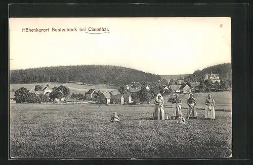 AK Buntenbock bei Clausthal, Bäuerinnen mit Tracht