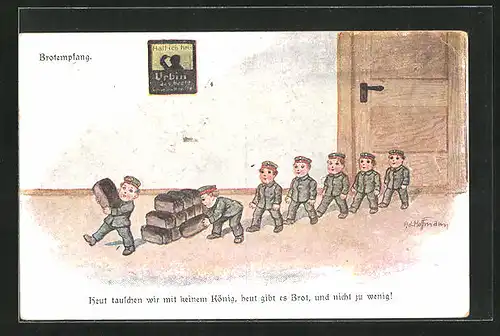 Künstler-AK Ad. Hoffmann: Soldaten beim Brotempfang