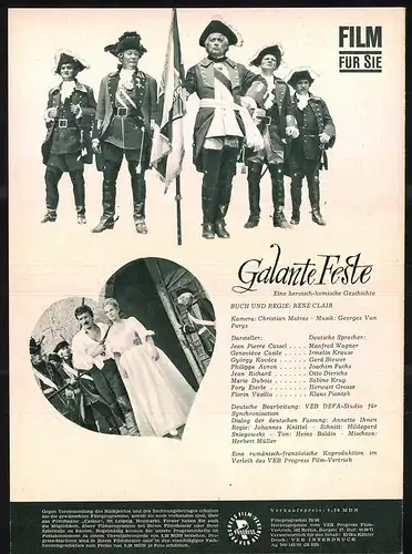 Filmprogramm Film für Sie Nr. 33 /66, Galante Feste, Manfred Wagner, Irmelin Krause, Regie: René Clair