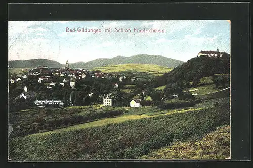 AK Bad Wildungen, Ortsansicht mit Schloss Friedrichstein