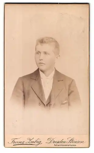 Fotografie Franz Zeibig, Dresden-Striesen, Schandauerstrasse, Portrait junger Mann im Anzug mit Krawatte