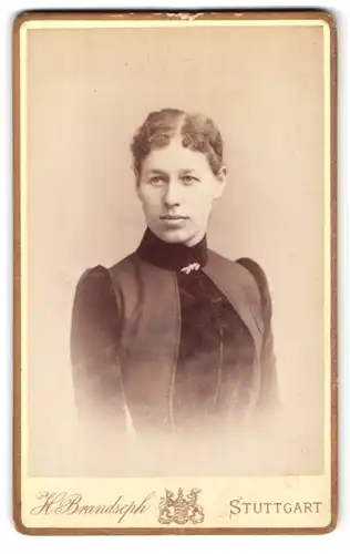 Fotografie Hermann Brandseph, Stuttgart, Marienstrasse 36, Portrait junge Dame im modischen Kleid