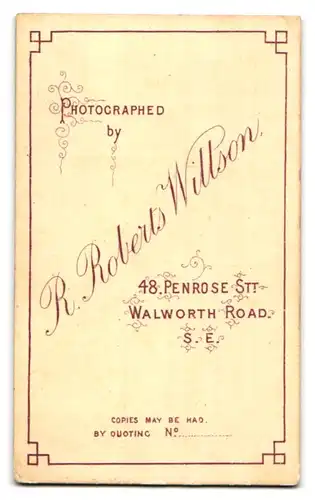 Fotografie R. Robert Willson, Walworth, 116 Walworth Road, Gentleman mit Koteletten & Schnauzbart