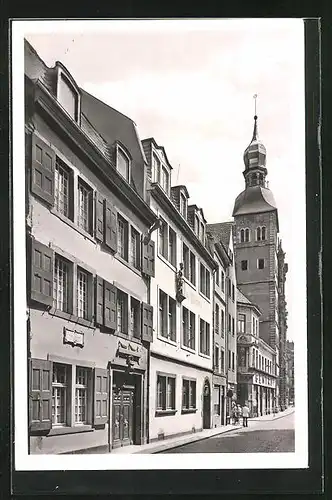 AK Bonn / Rhein, Beethovenhaus mit Kirchturm