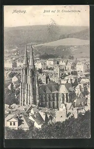 AK Marburg, Blick auf St. Elisabethkirche